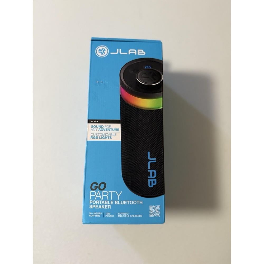 JLAB Go Party Portable Bluetooth Speaker with RGB Lights Waterproof Black